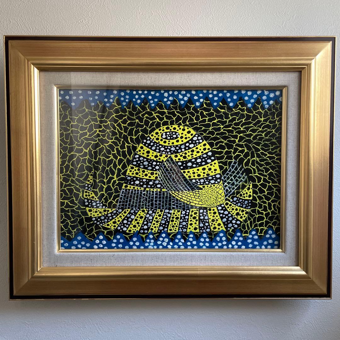 B*B様 草間彌生【帽子】肉筆/表裏サイン有り/油彩/アクリル/絵画/額縁 B*B様 草間彌生【帽子】肉筆/表裏サイン有り/油彩/アクリル/絵画/額縁