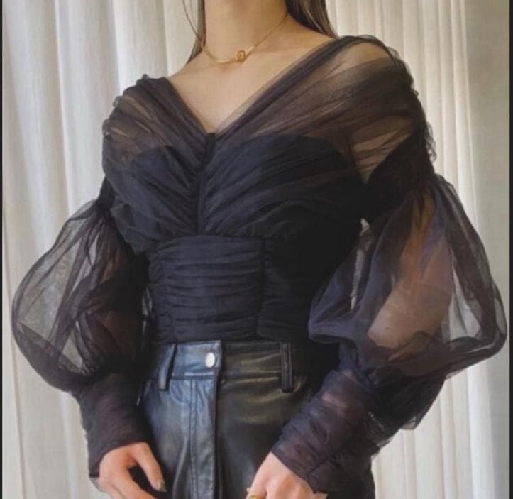 【美品】　FETICO　フェティコ マトンスリーブチュールブラウス　【希少品】