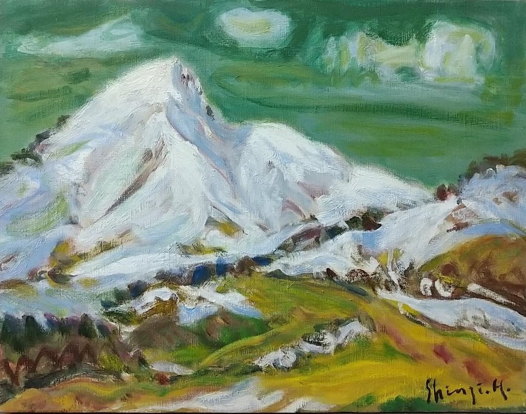 絵画 油彩画 油絵 F6「磐梯浅春」アート 風景画 磐梯山 61ebDGPf9cL._AC_UF350,