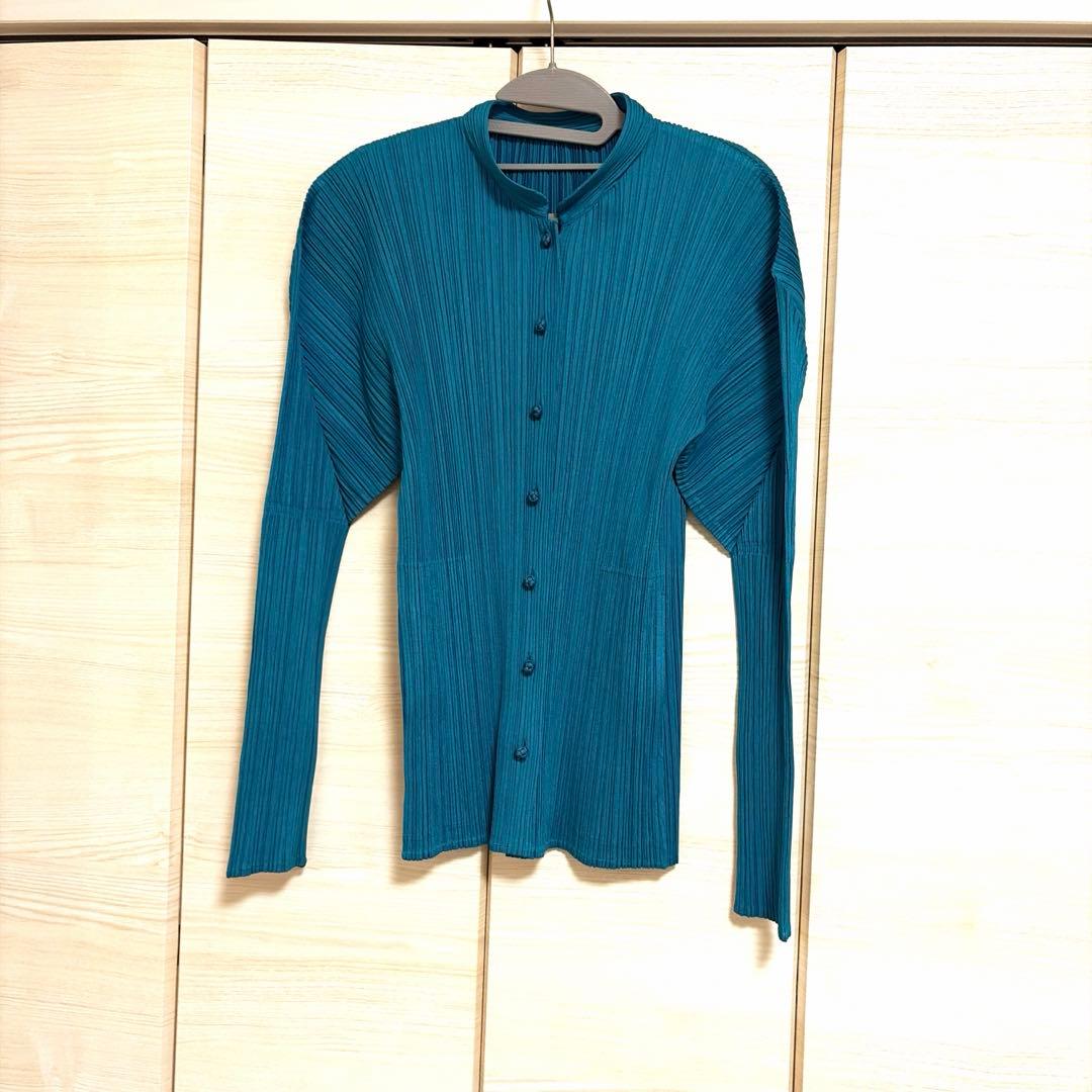 プリーツプリーズ　オリエンタル　モード　マオカラー　トップス　希少デザイン