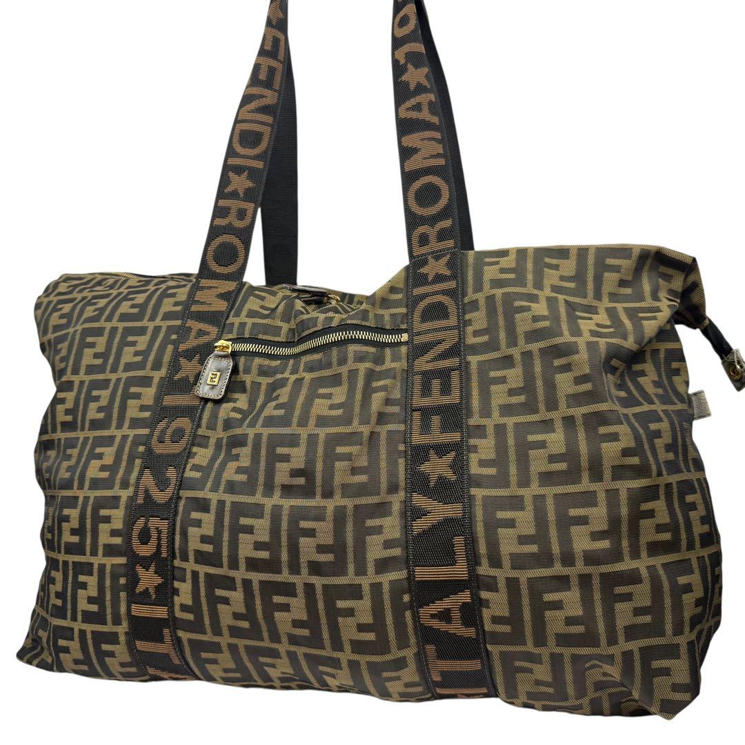 【超特大・訳あり】FENDI フェンディ ボストンバッグ ズッカ柄 キャンバス