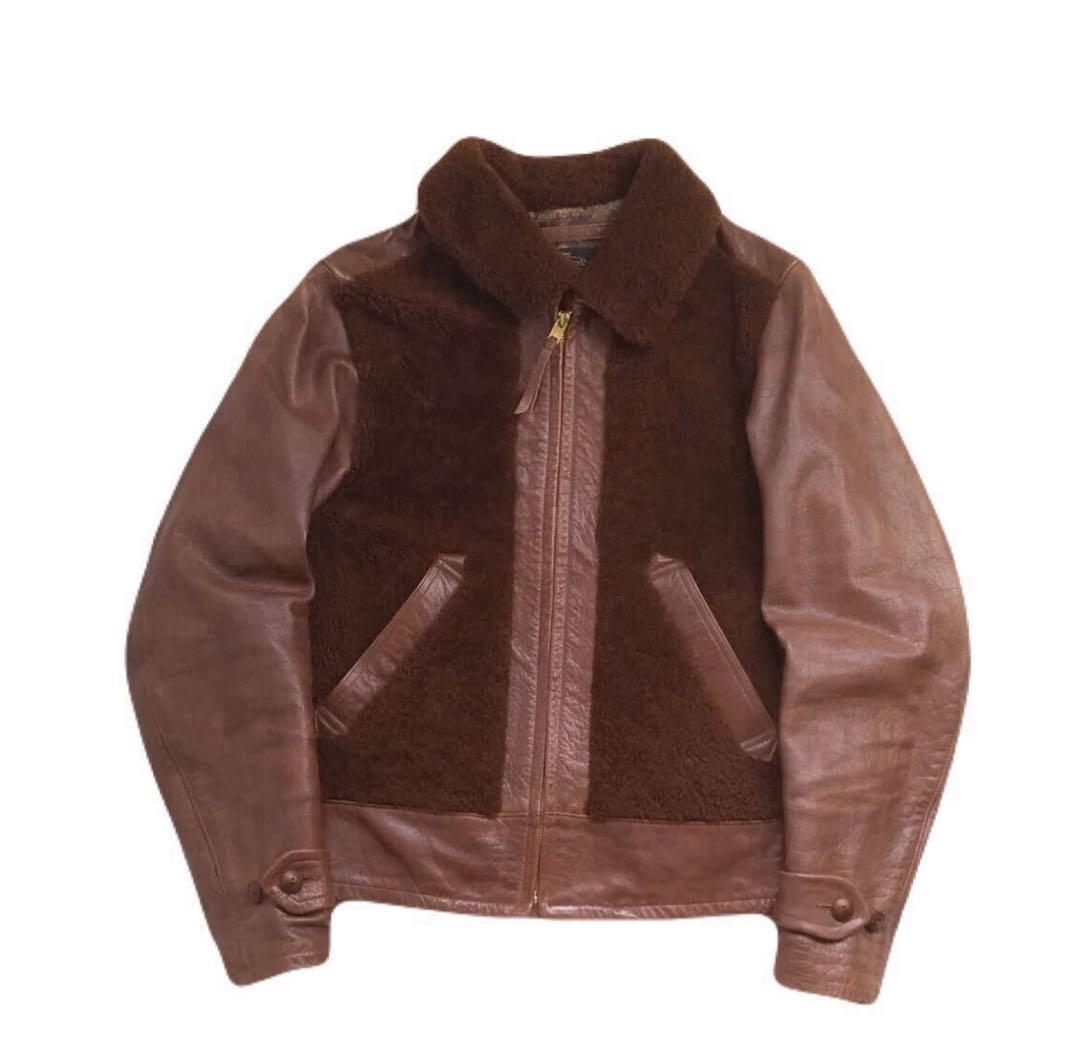 着用少 名作 RRL グリズリージャケット ライダース レザージャケット熊ジャン