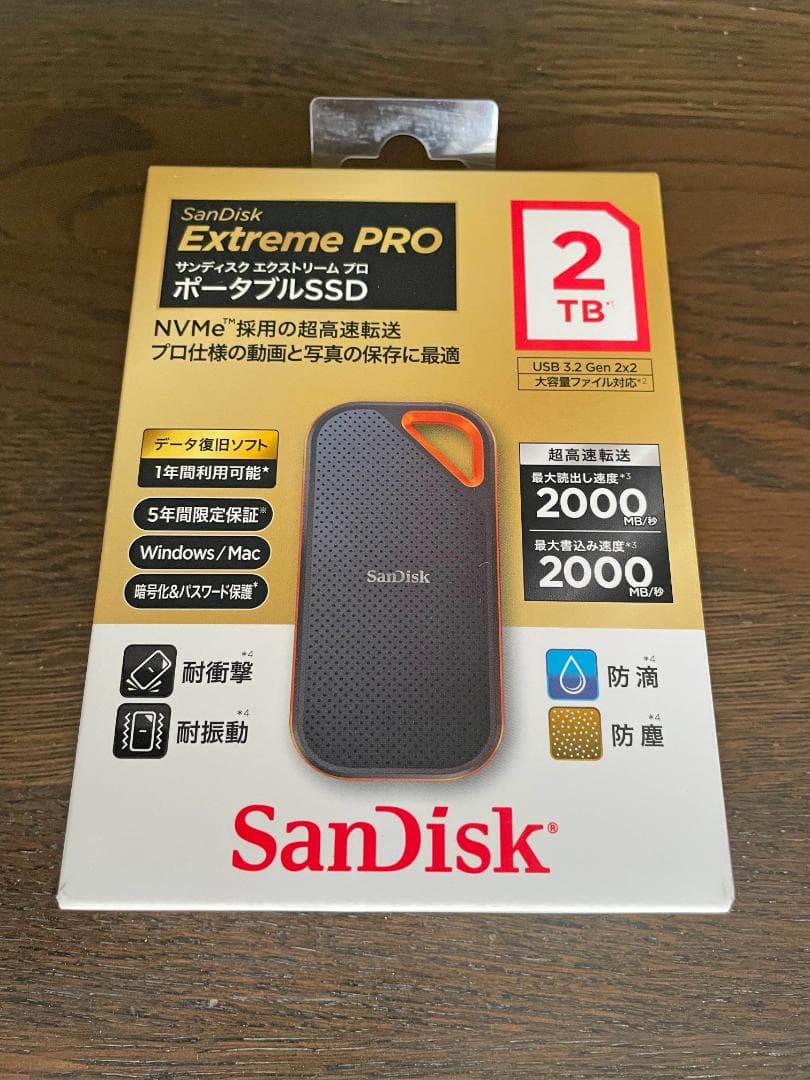 新品 SanDisk SSD 外付け 2TB USB 3.2 Gen 2x2