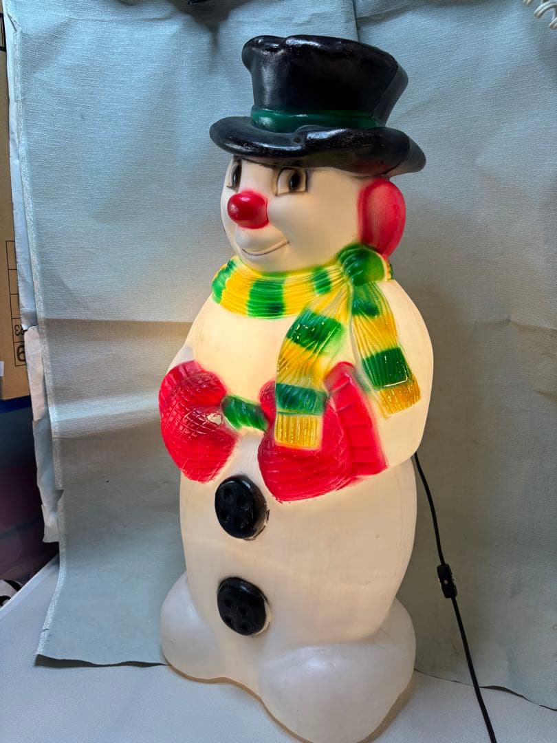 アンティークなクリスマス　ライト　スノーマンブローモールド製　雪だるま70cm