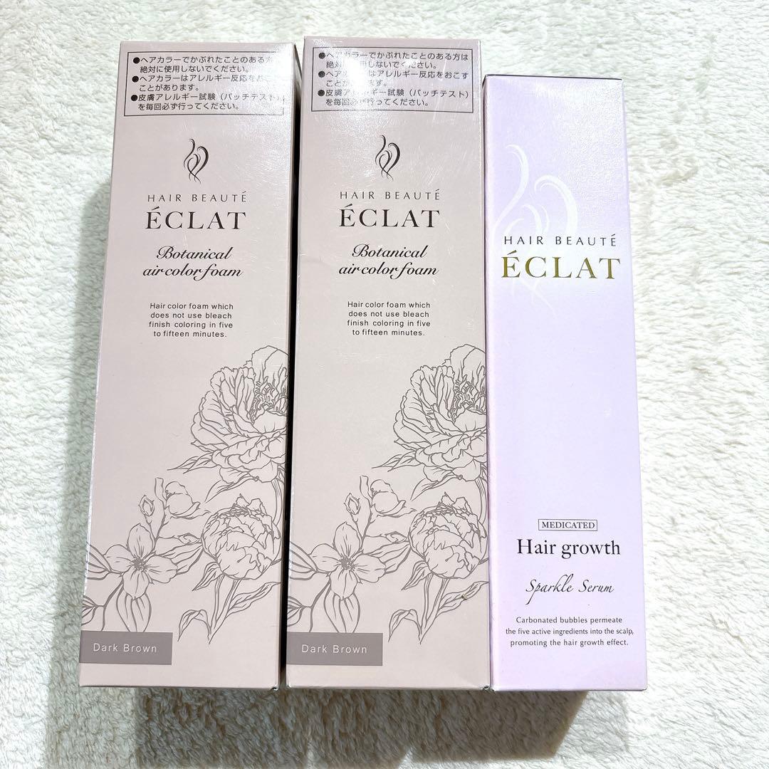 ヘアボーテ　エクラ　ボタニカルエアカラーフォーム ダークブラウン 2本　セラム