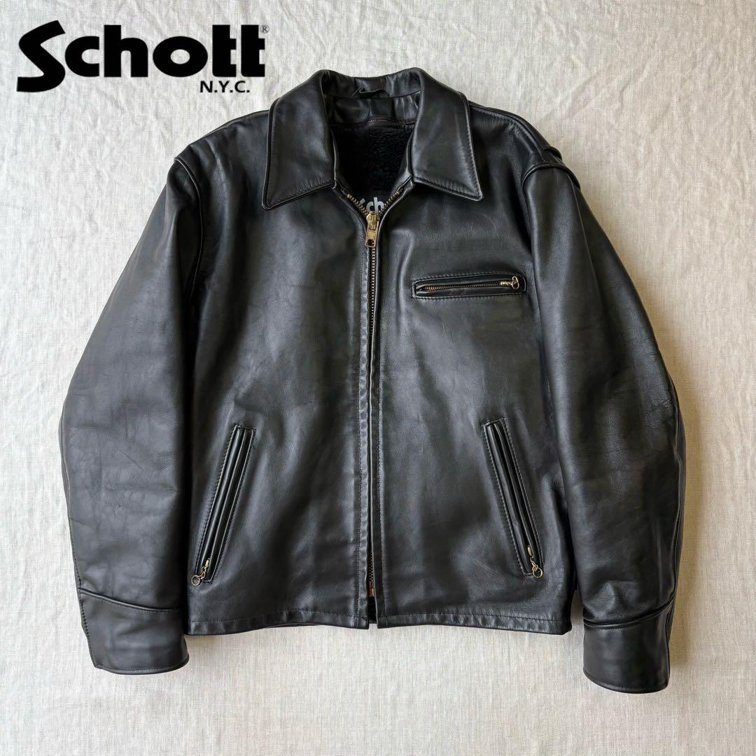 美品 Schott ショット シングルライダース 裏ボア レザージャケット 40