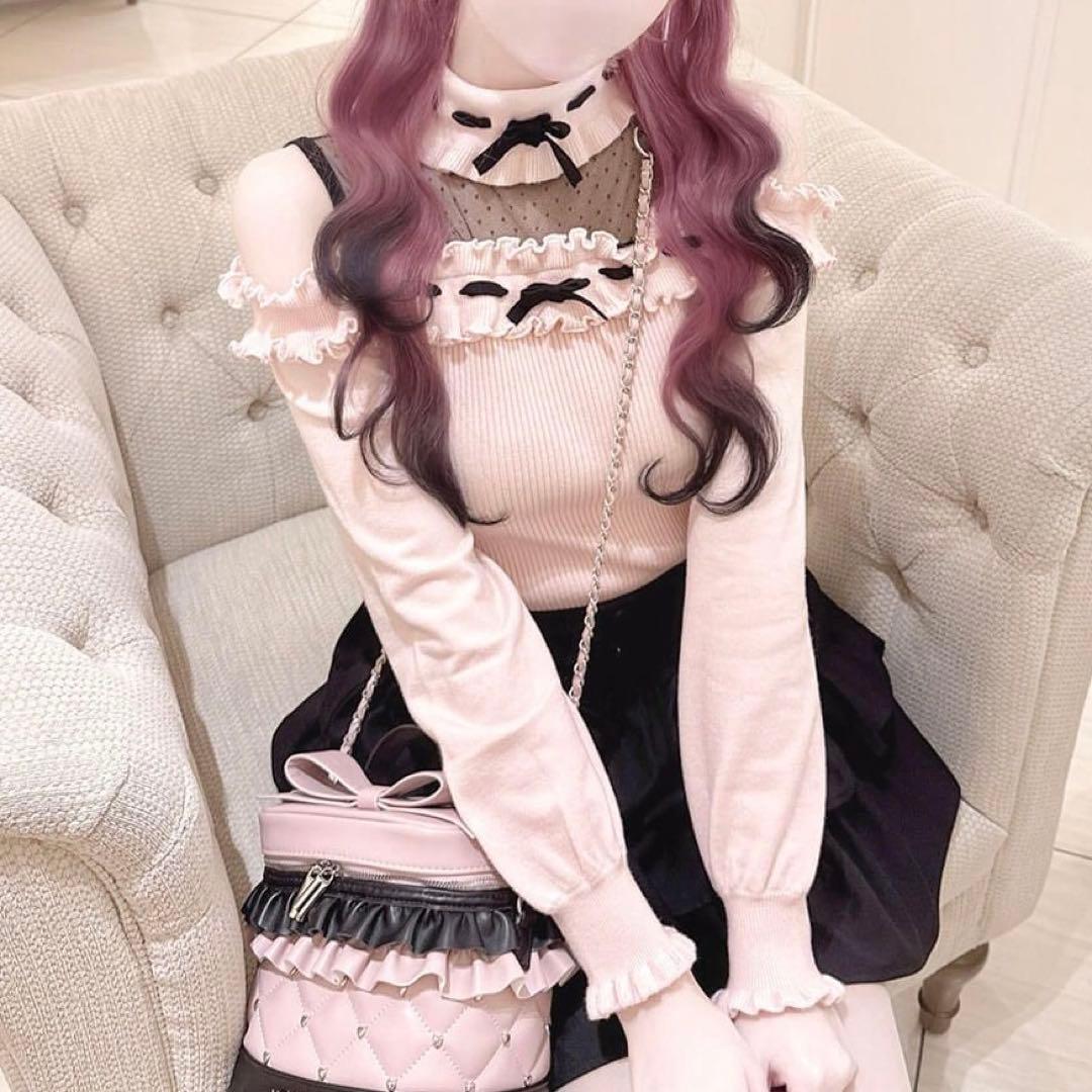 ハニーミュウ イモちゃん ドットチュール肩あきフリルトップス