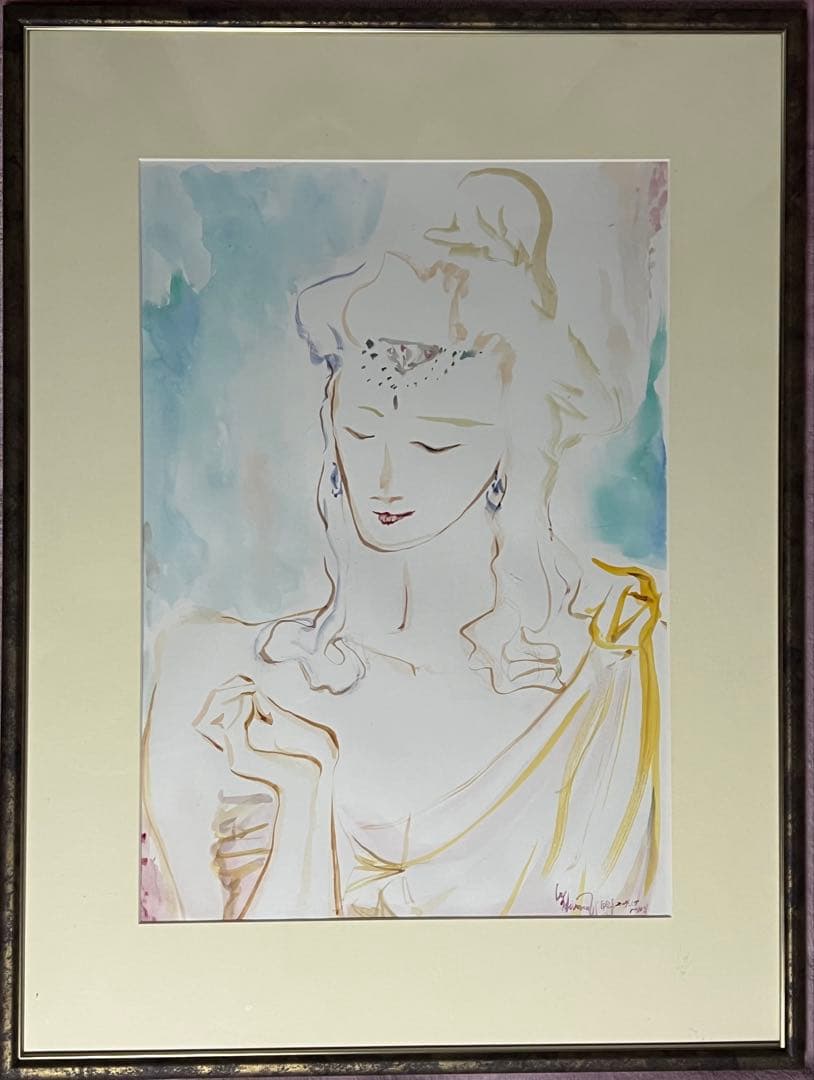 水彩画「菩薩」額装済み 聖観世音菩薩（色紙額） | 復興菩薩とデジタルアート仏画〜松井光雲