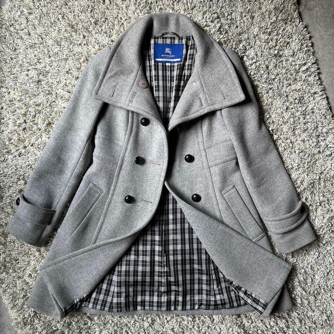 高級感✨バーバリー ロングコート アンゴラ混 38 グレー ノバチェック