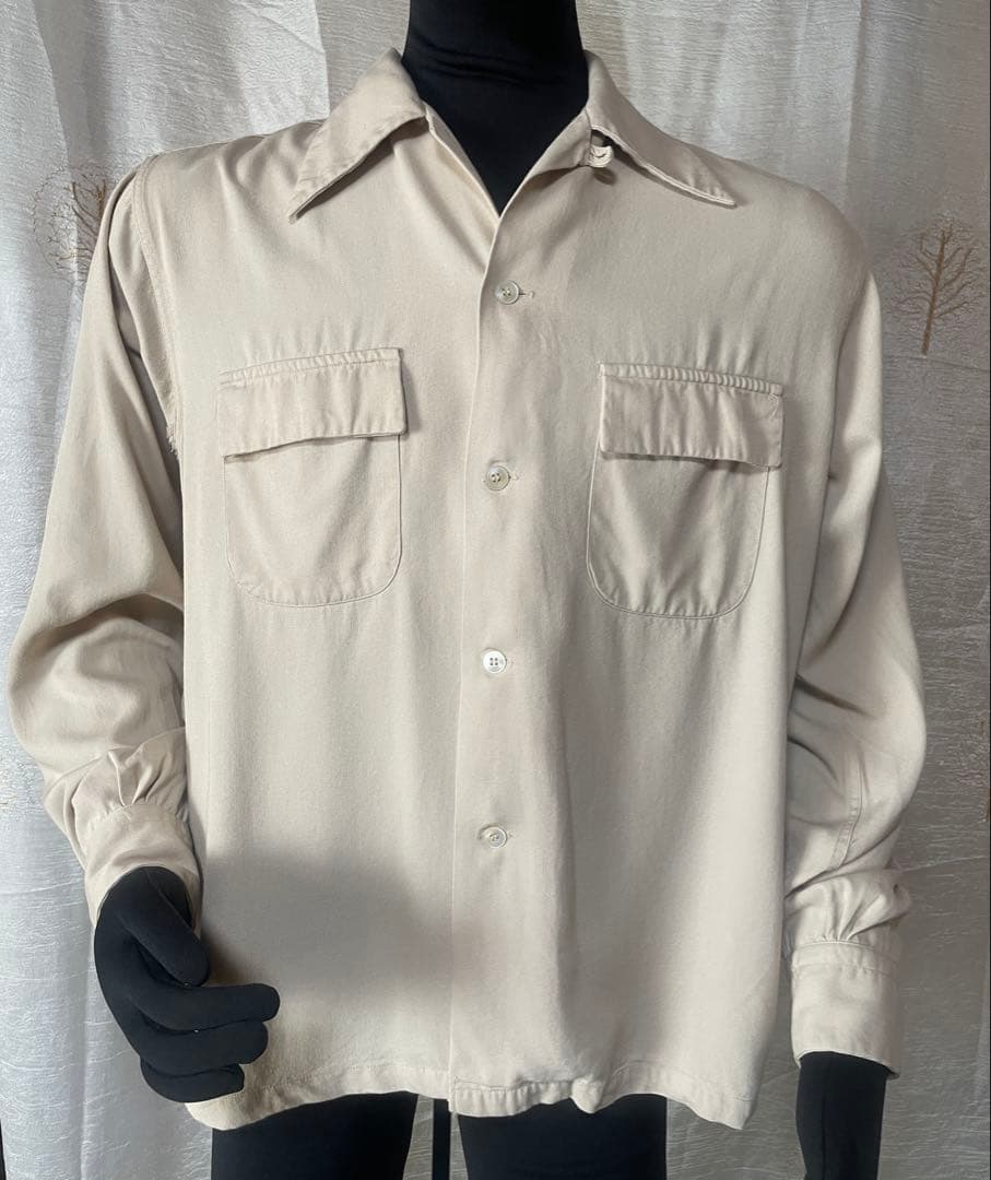 50's PILGRIM サンドベージュ レーヨンシャツ