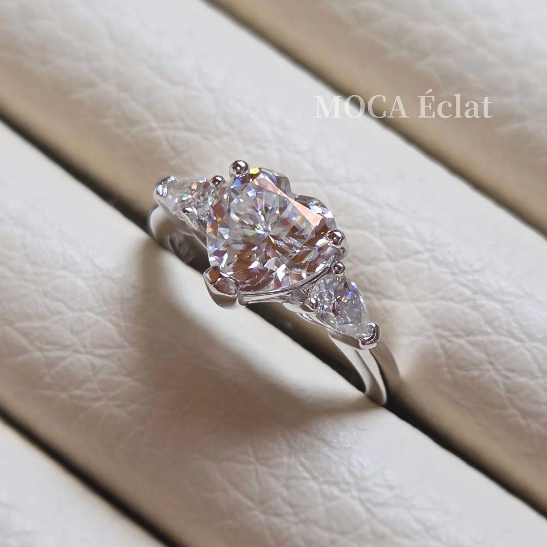 モアサナイト 2.7ct リング ハートシェイプ オールモアサナイト S925