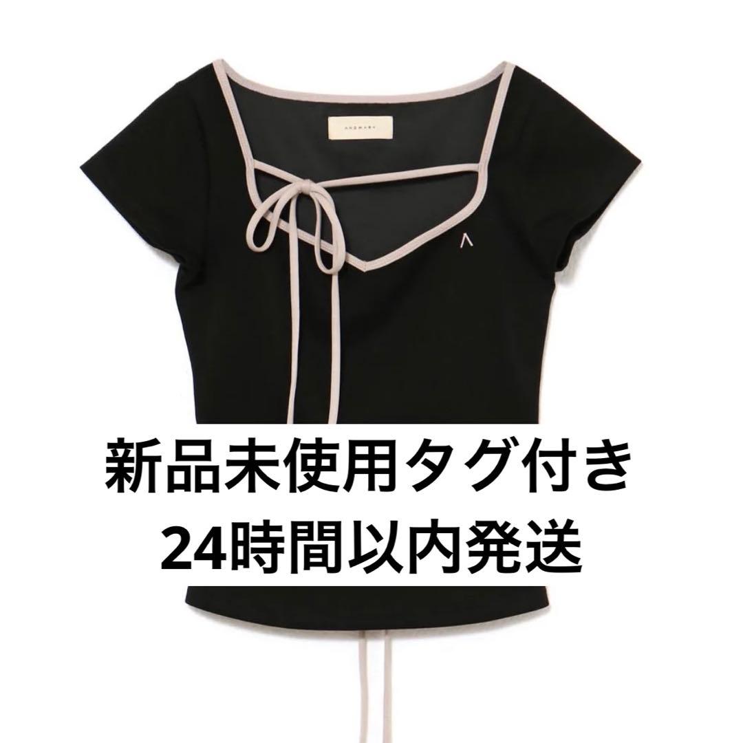 トップス andmary collie ribbon tops black