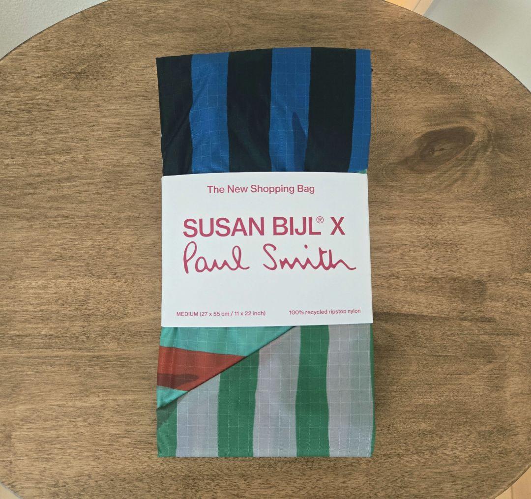 SUSAN BIJL X Paul Smith エコバッグ M Susan Bijl x Paul Smith - Teal Mixed-Stripe The New Shopping Bag