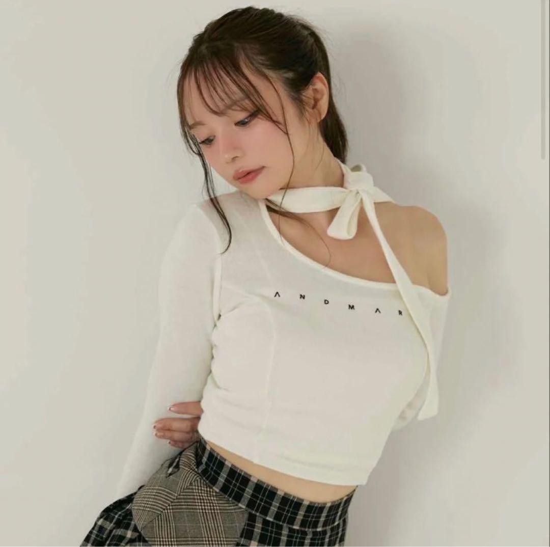 ANDAMARY オフショルダーリボントップス