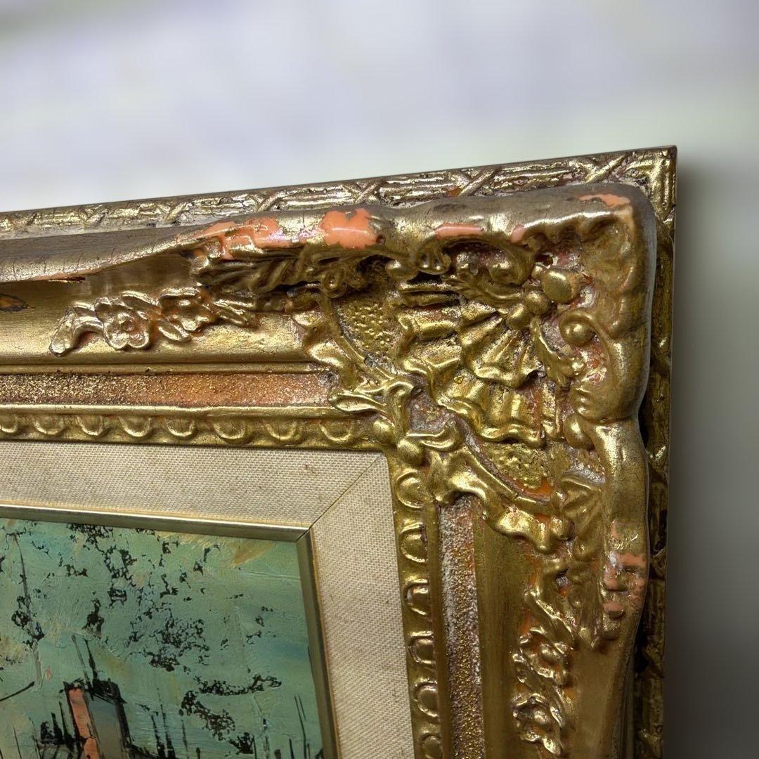 ルイージ・バッシーニ Luigi Bassini セーヌ川 油絵 製法承認シール