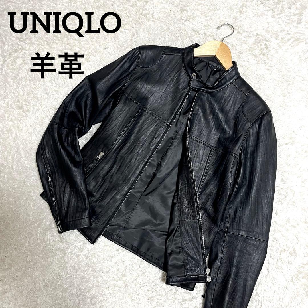 ✨美品✨激レア オールドユニクロ レザージャケット ラムレザー シワ加工 M