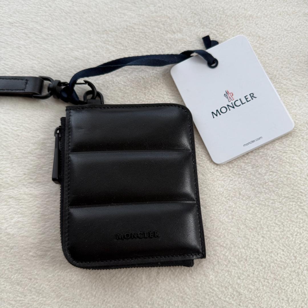 新品未使用 MONCLER 財布 カードケース ケース 黒 レザー