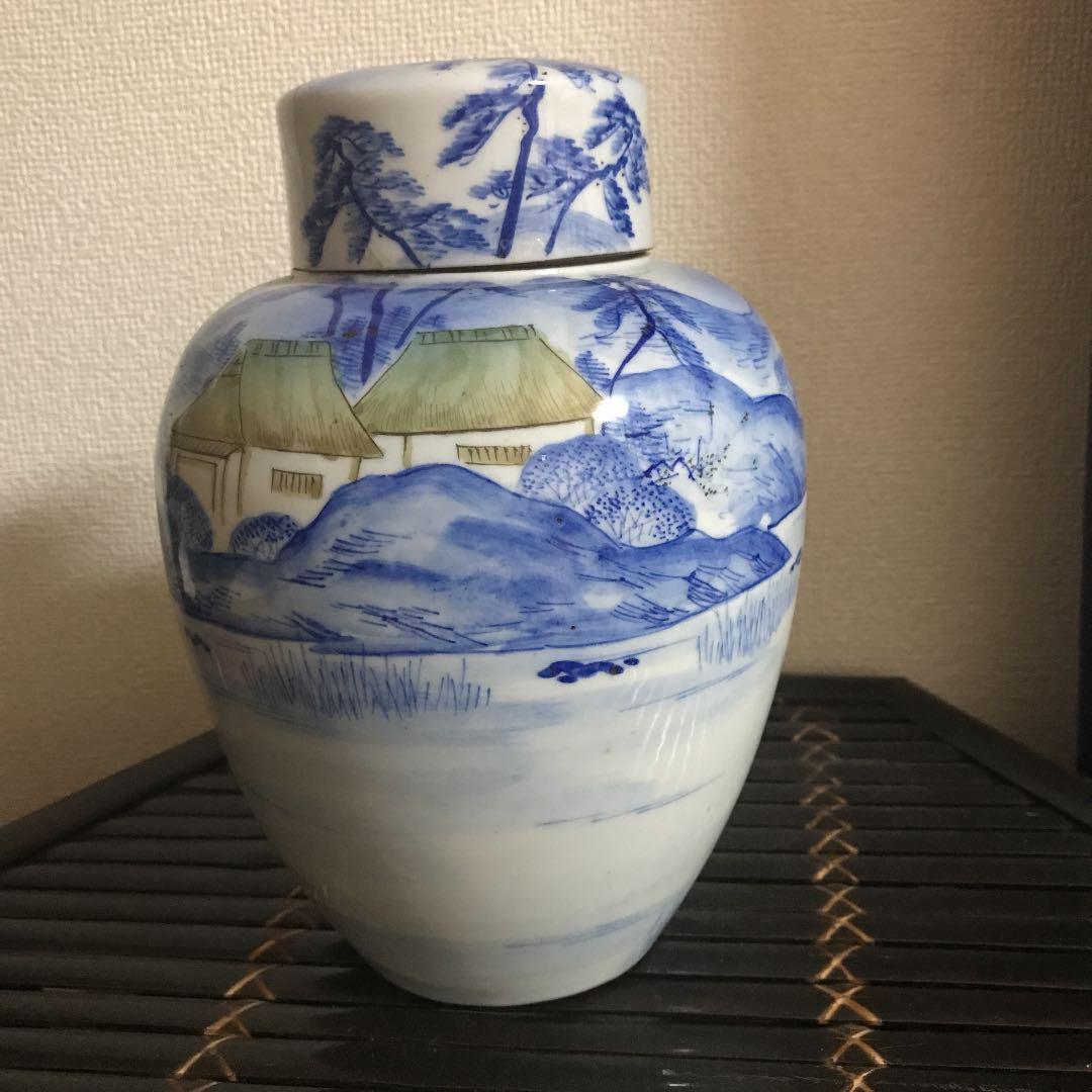 骨董品　古美術　壺　中国美術　江戸期　年代品 中国骨董品】均窯（きんよう）蓋付松竹壺360mm : 龍香堂ストア