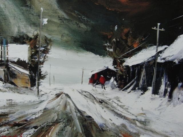 高野元孝【雪道】希少画集画、状態良好、新品高級額装付