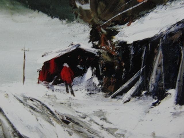 高野元孝【雪道】希少画集画、状態良好、新品高級額装付