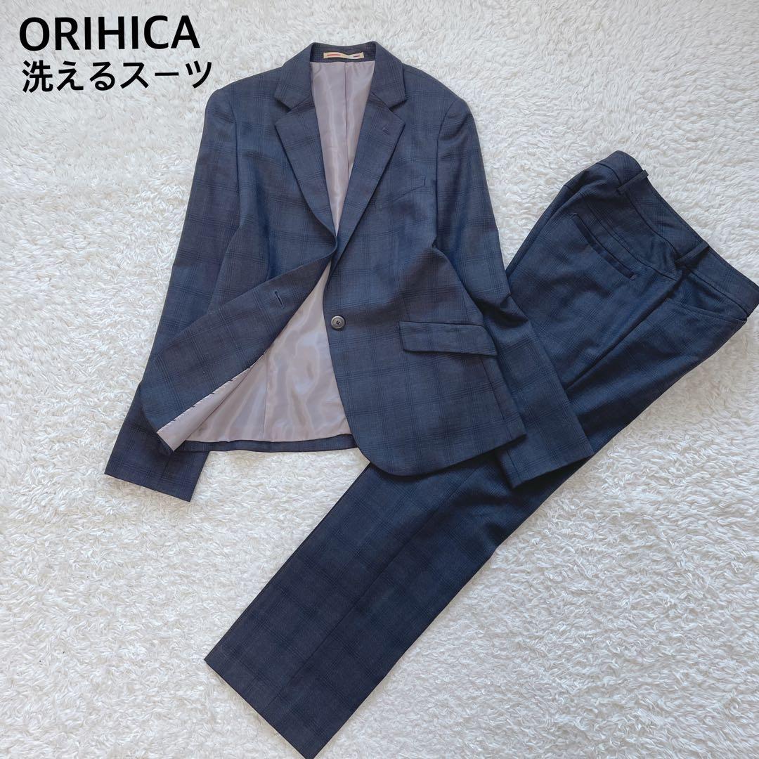 オリヒカ ストレッチ ワンボタン パンツスーツ チェック柄 洗濯可
