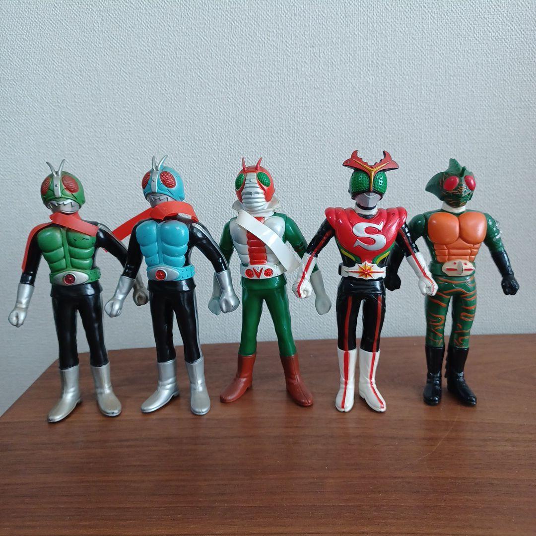 当時物　ポピー（バンダイ）製「仮面ライダー」希少ソフビフィギュア５体セット 希少 当時物 旧バンダイ 仮面ライダーX ソフビ / ブルマァク ポピー