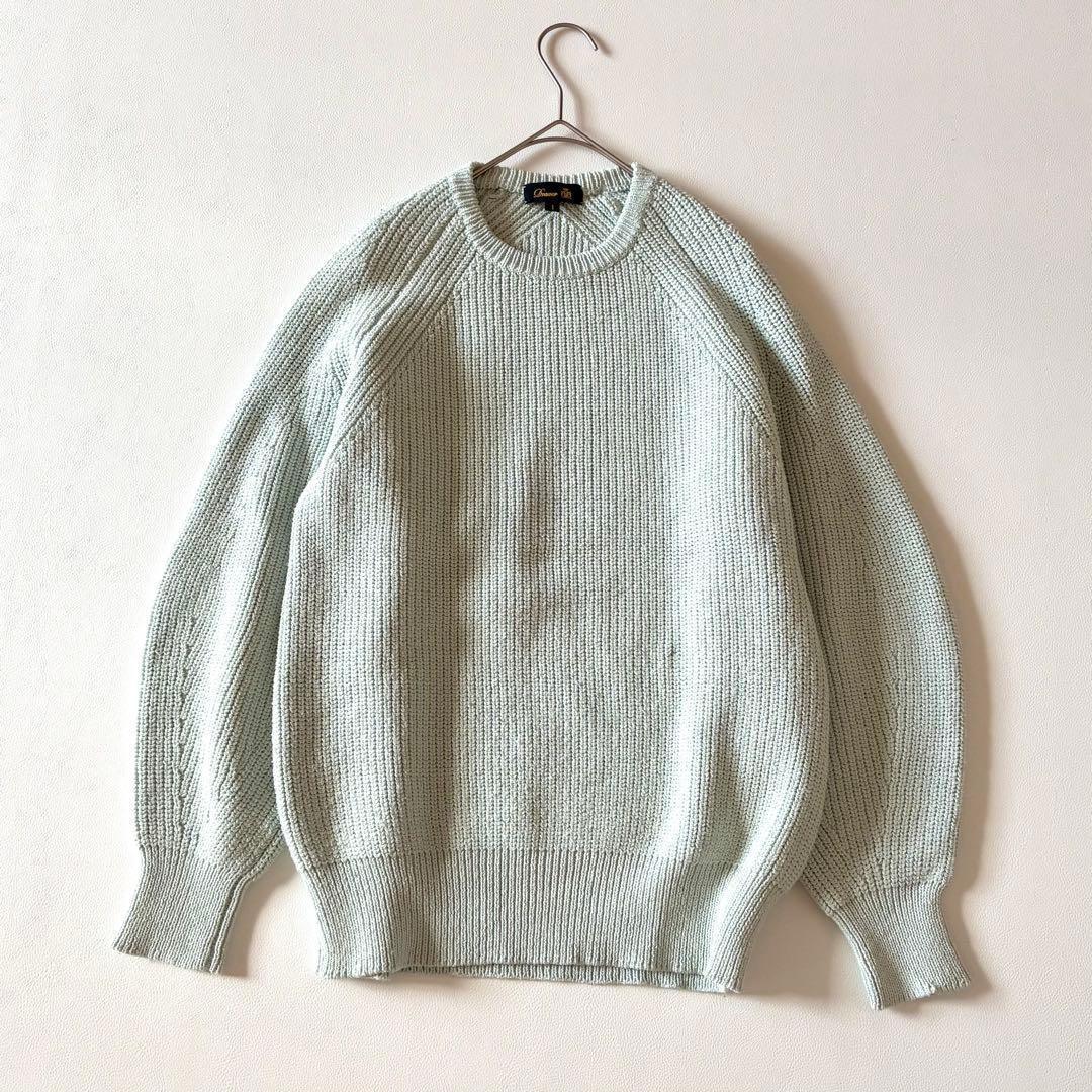 Drawer　クルーネックプルオーバーニット　7Gあぜ編み　コットンシルク