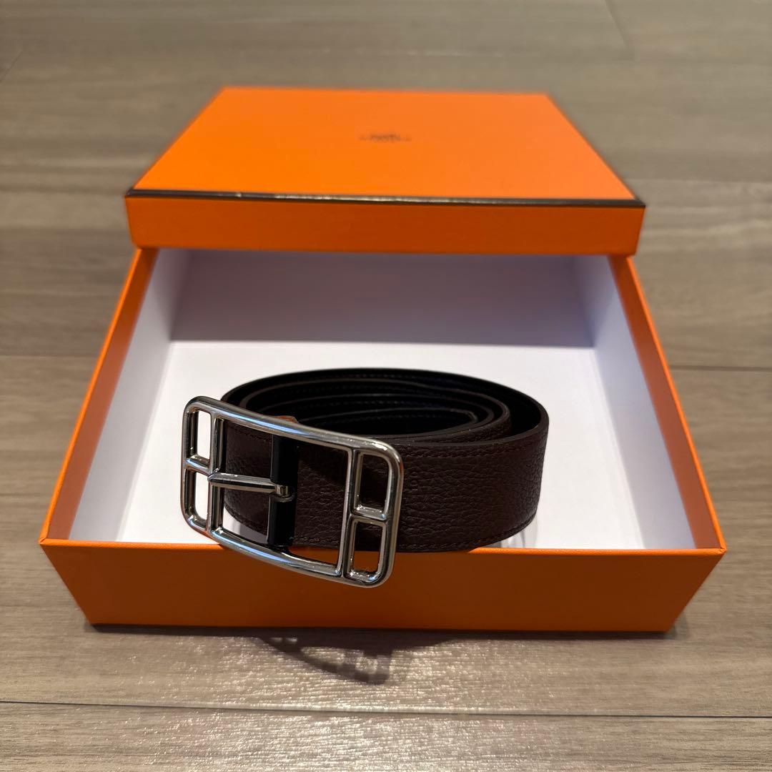 エルメス メンズ レザーベルト ブラウン&黒リバーシブル（約104.5cm）