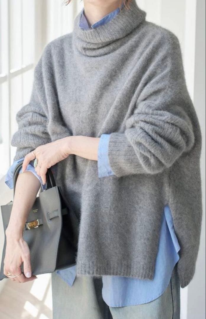 Spick and Span フォックスウールミックスリブタートルプルオーバー Spick & Span｜《追加》フォックスウールミックスロングリブタートル