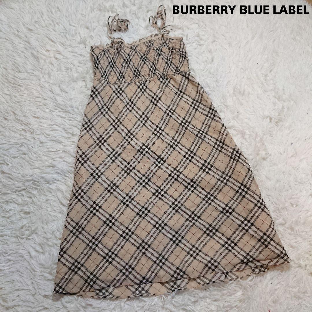 バーバリーブルーレーベル　ノバチェックキャミソール　チュニック Aラインスカート