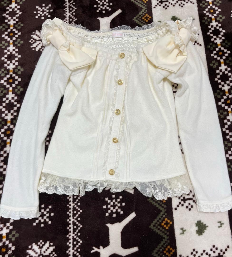 LIZ LISA リズリサ　リボントップス　レース　ホワイト　オフホワイト系