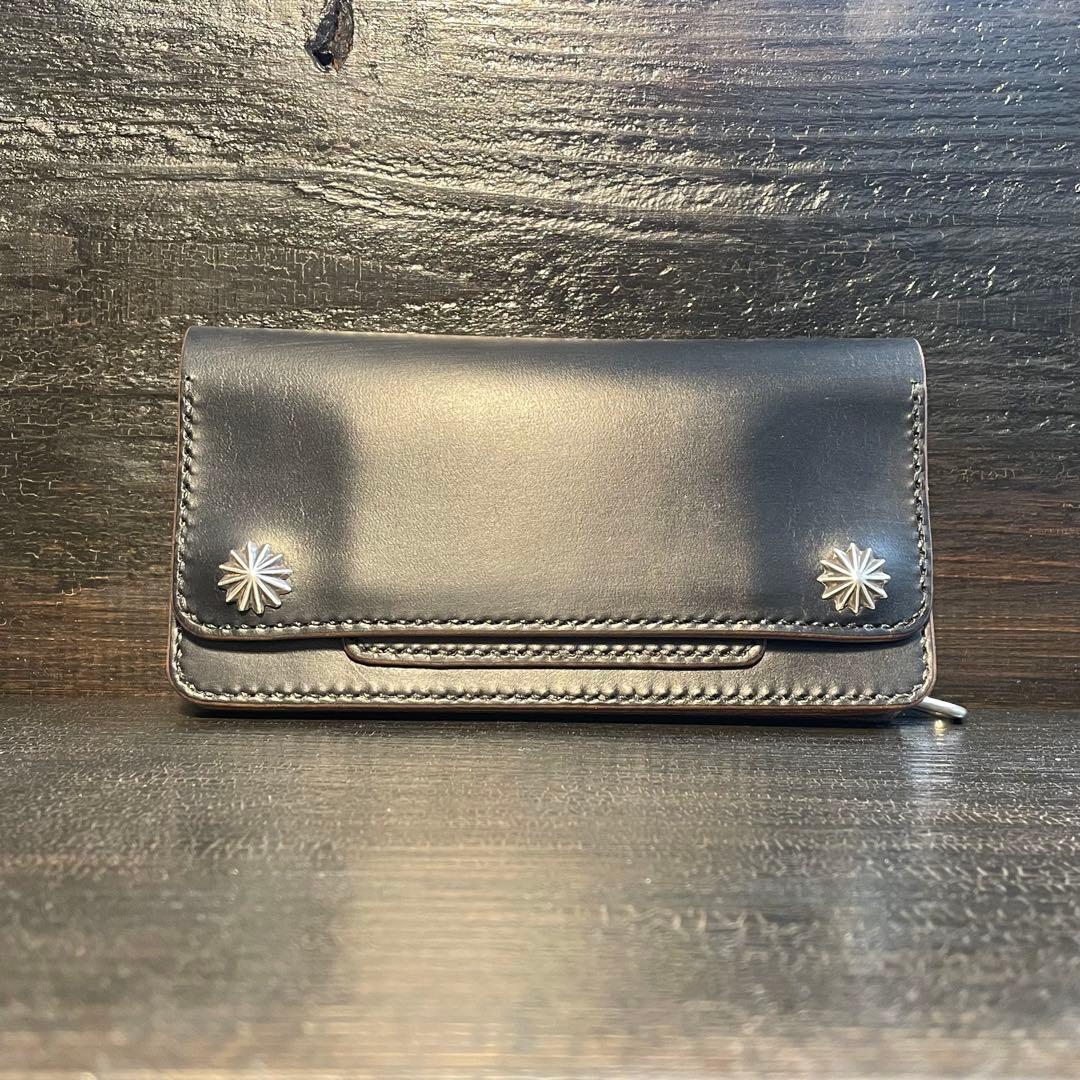 HORWEENクロムエクセル　セミロングトラッカーウォレット3層シルバーコンチョ