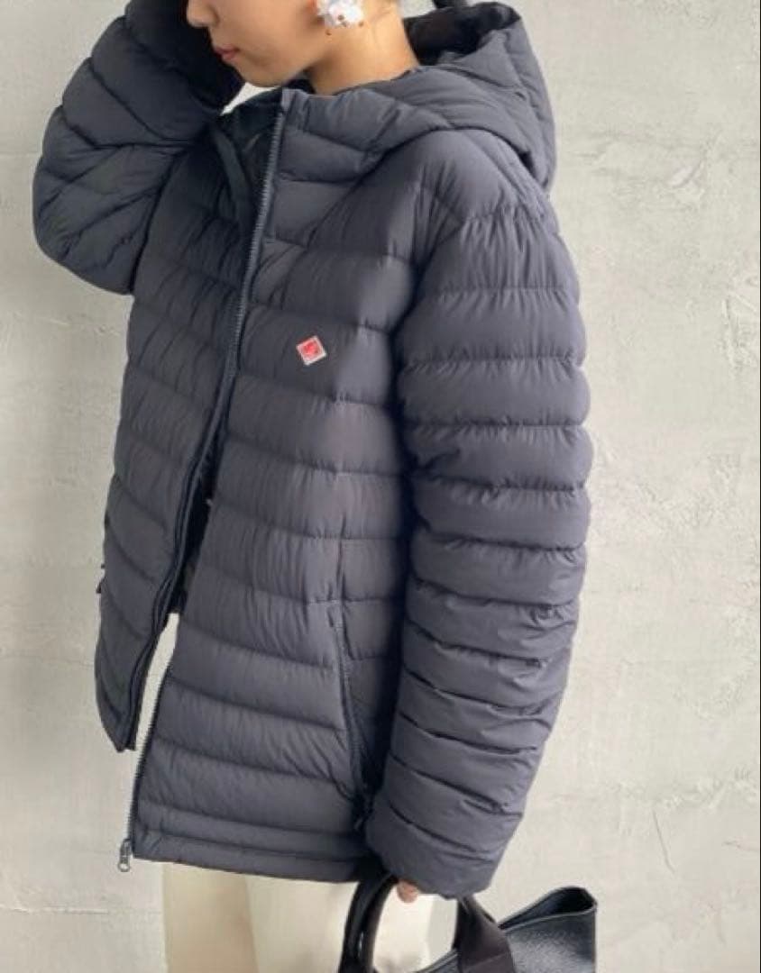 【美品】DANTON◆2WAYストレッチナイロン フードダウンジャケット　グレー