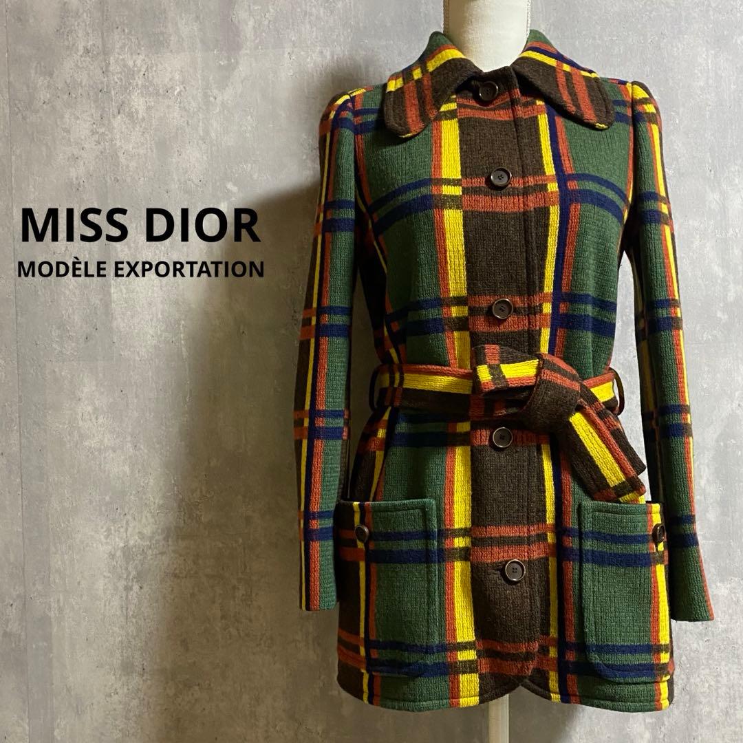【希少 ヴィンテージ】MISS DIOR タータンチェック ニットコート