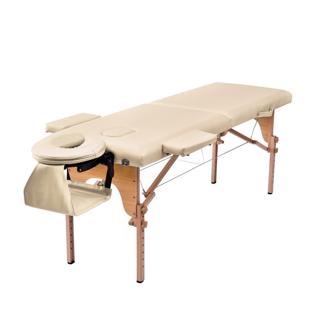 【アイボリー】マッサージベッド折りたたみ コンパクト超軽量エステベッド施術ベッド