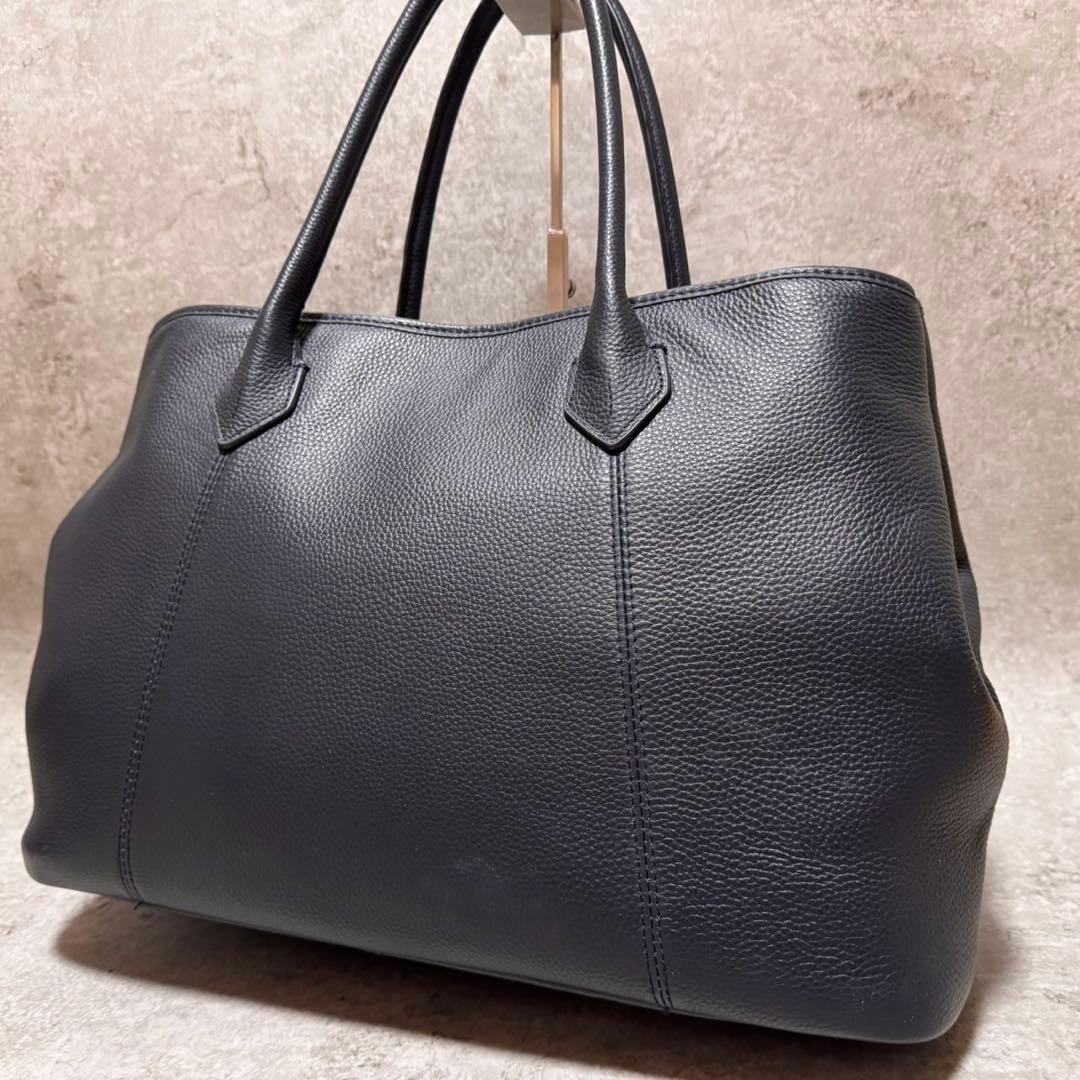 美品 バーニーズニューヨーク トートバッグ シボ革 レザー A4◎ビジネスバッグ