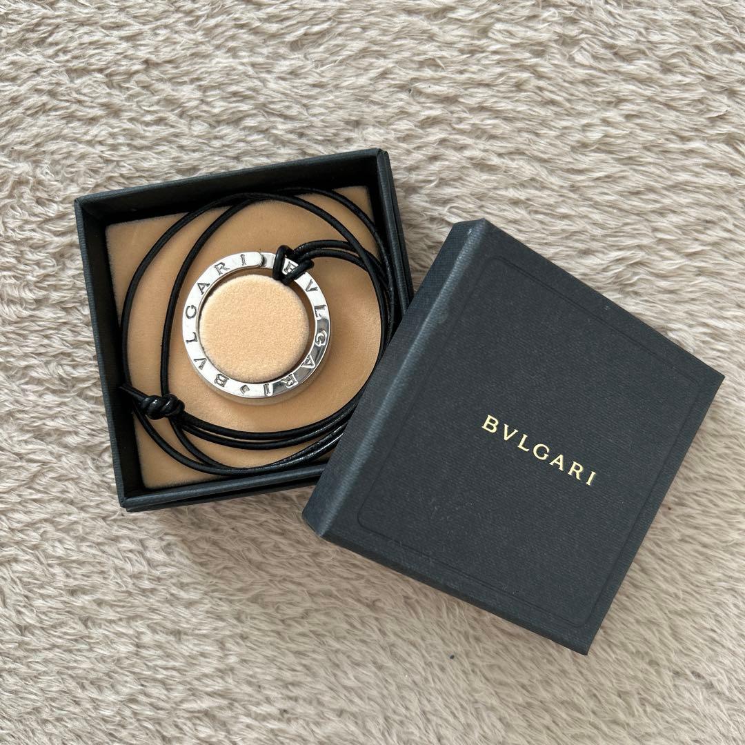 BVLGARI ブルガリ キーリング シルバー ネックレス 革紐付き