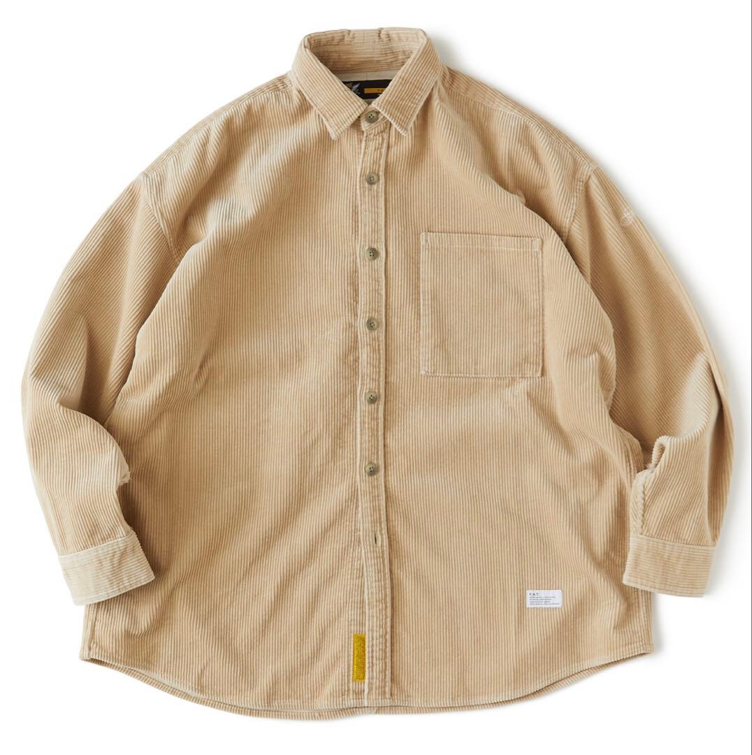 美品FAT BIGWALEベージュ コーデュロイ　シャツ 左胸ポケット付き