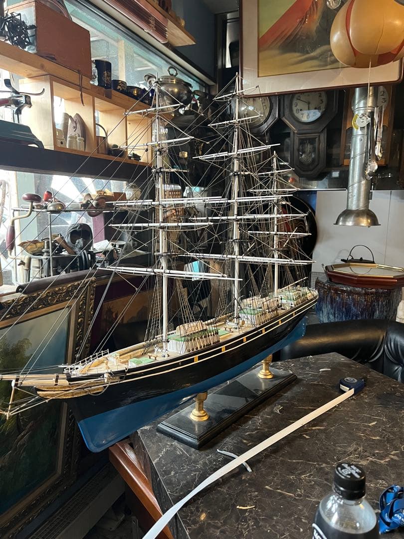秀ちゃんで 木製帆船模型、帆船模型、106センチ、高さ75センチ 特大帆船