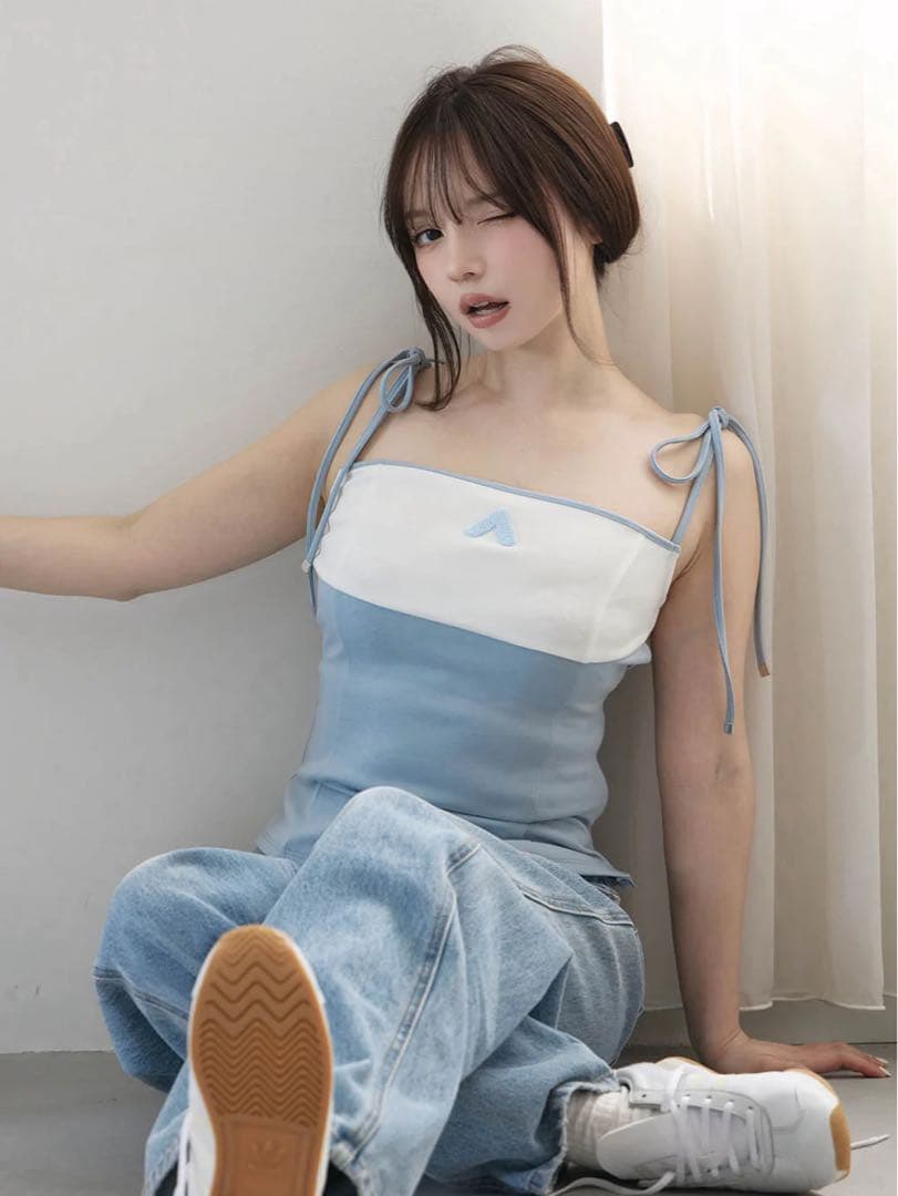 andmary Sora bicolor camisole ブルー