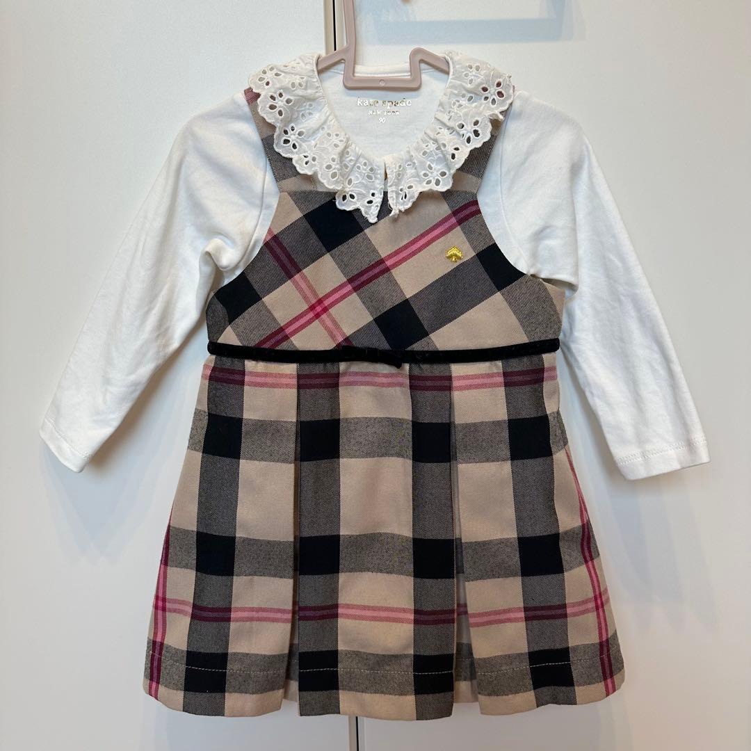 ケイトスペード　カットソー&チェックジャンパースカートセット　入園式　ワンピース