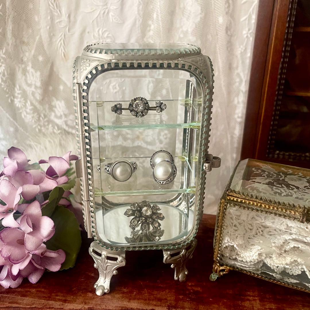 ガラスジュエリーケース　現行品　検フランスアンティーク　アクセサリーボックス