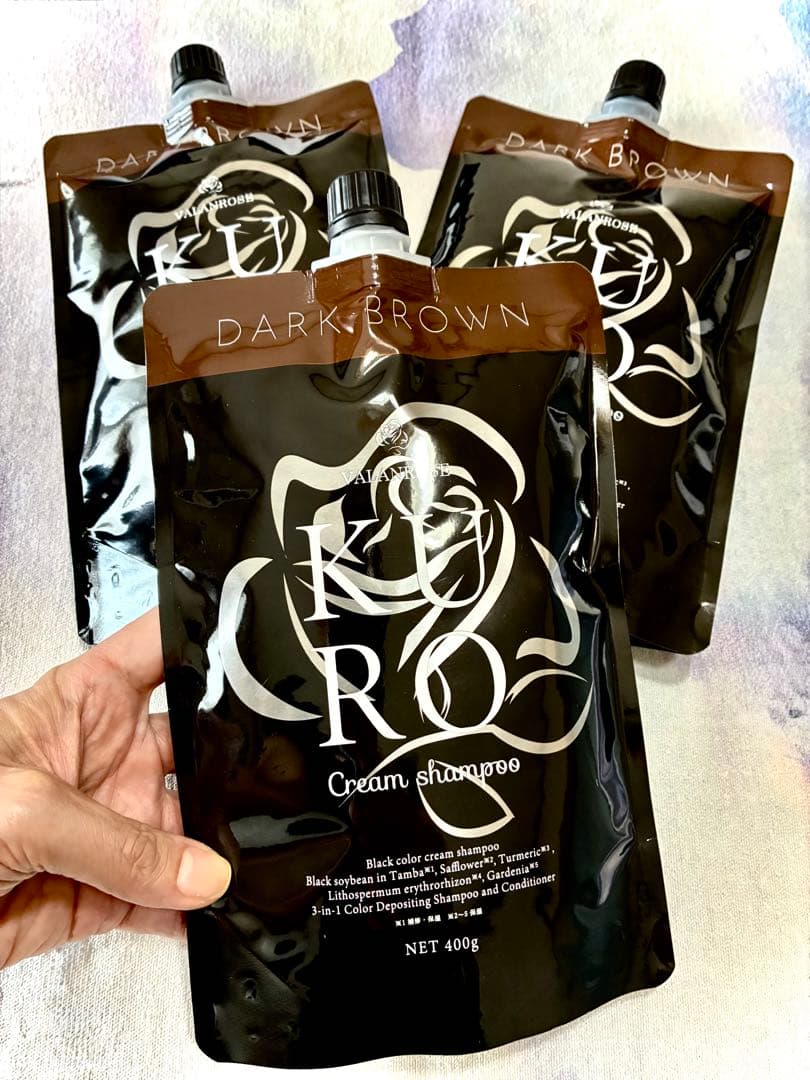 白髪消しシャンプー「KUROクリームシャンプー」×３つ／ダークブラウン