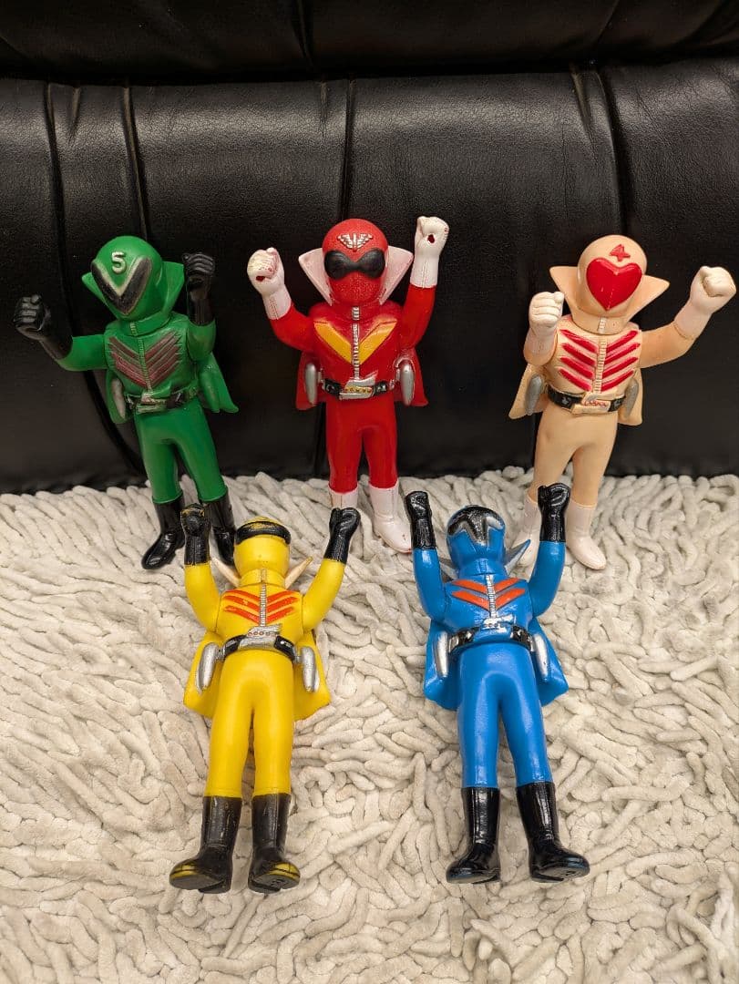 ソフビ　当時物　ゴレンジャー　5体セット 戦隊ヒーロー　特撮　ミニソフビ ⚠️貴重・当時物 秘密戦隊ゴレンジャー ソフビ 5体セット 昭和レトロ
