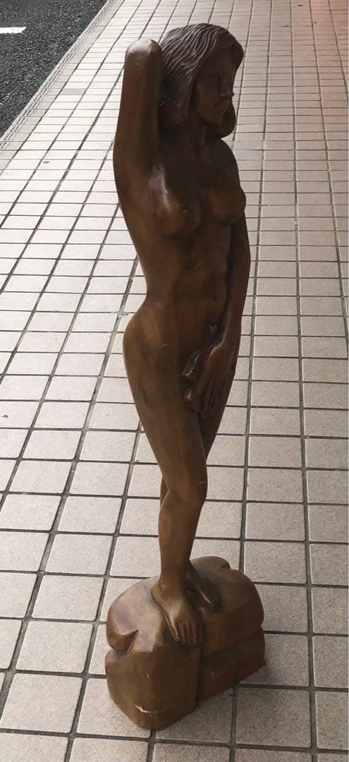 ⬛️ デカっ！　背が高っ！⬛️ 木製　木彫り　裸体 ヌード 彫刻！⬛️ 台座付き！