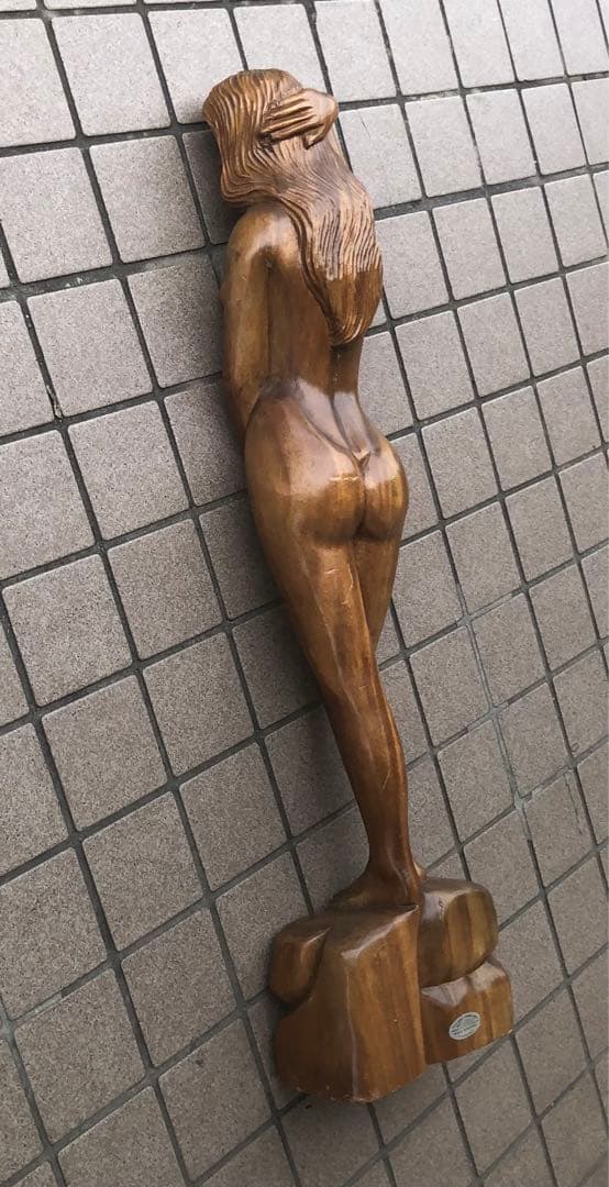 ⬛️ デカっ！　背が高っ！⬛️ 木製　木彫り　裸体 ヌード 彫刻！⬛️ 台座付き！
