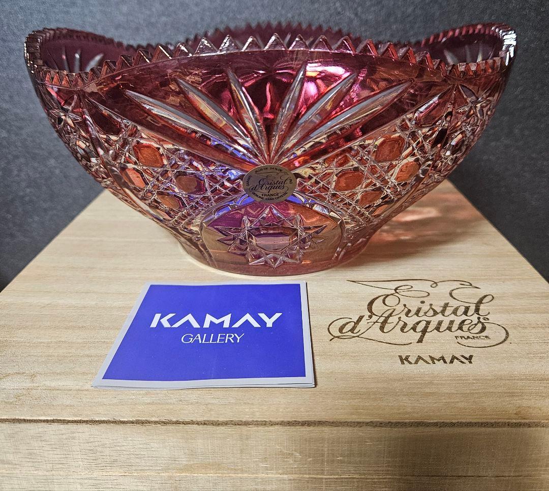 輸入品フランス製 赤被せ クリスタル カットガラスボール 切子ボール