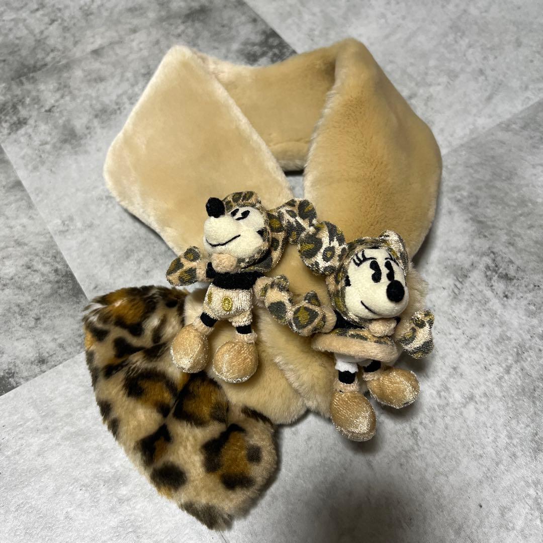 レア希少】ディズニーリゾート ミッキー&ミニー ヒョウ柄マフラー