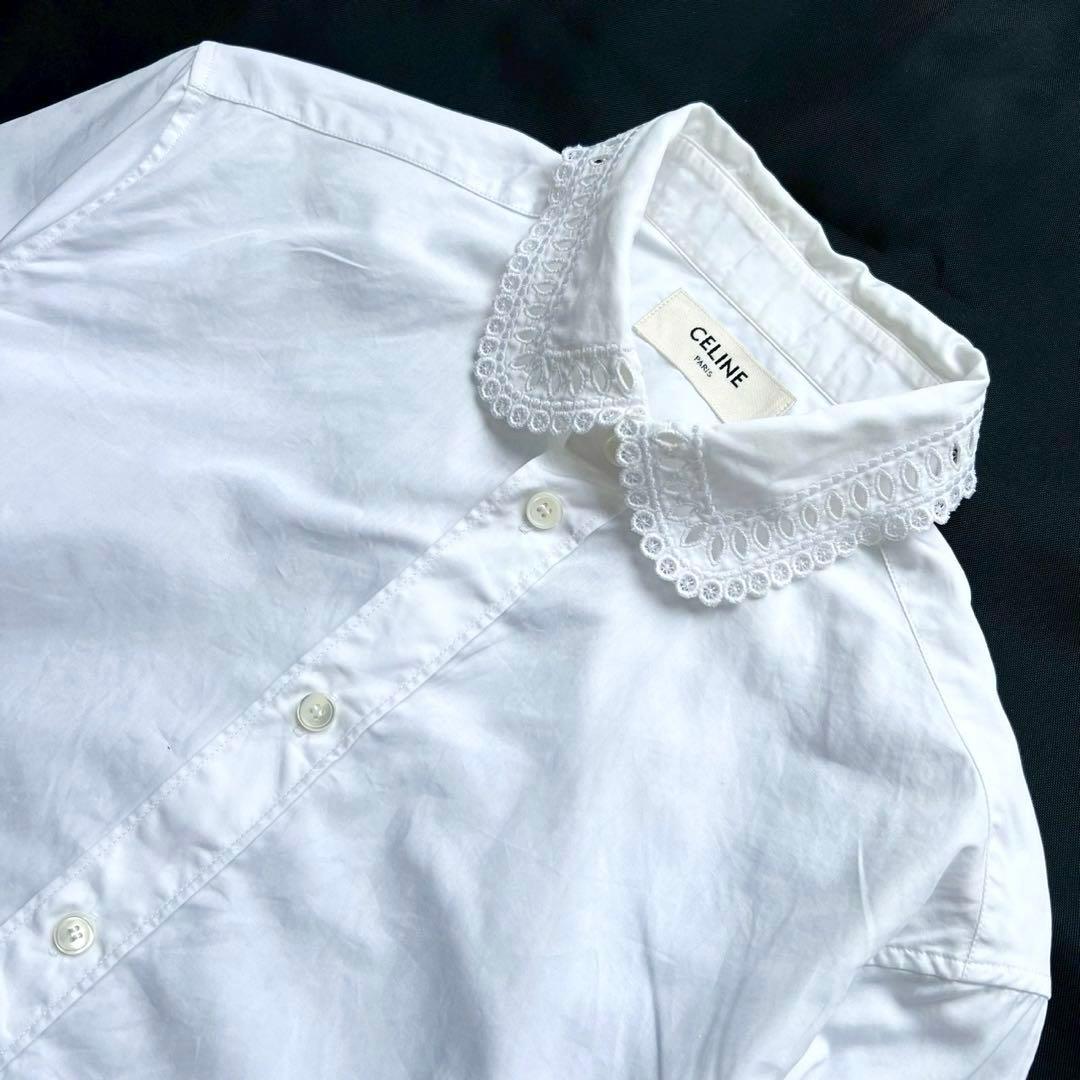 CELINE エディスリマン エンブロイダリーカラー 長袖白シャツ ブラウス CELINE エディスリマン 34 ボウタイ リボンブラウス シャツ - メルカリ