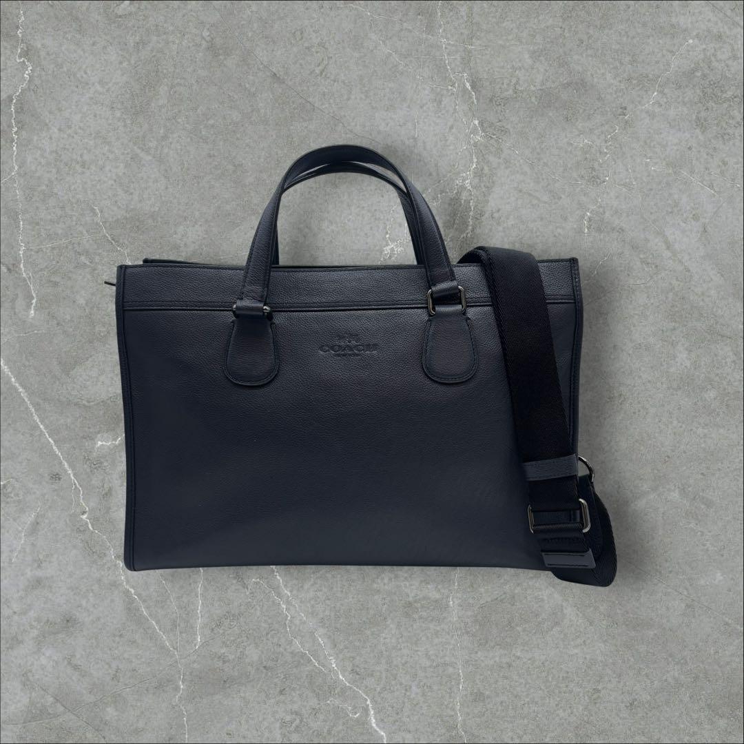 COACH ブリーフケース 2way レザー ネイビー系 71614